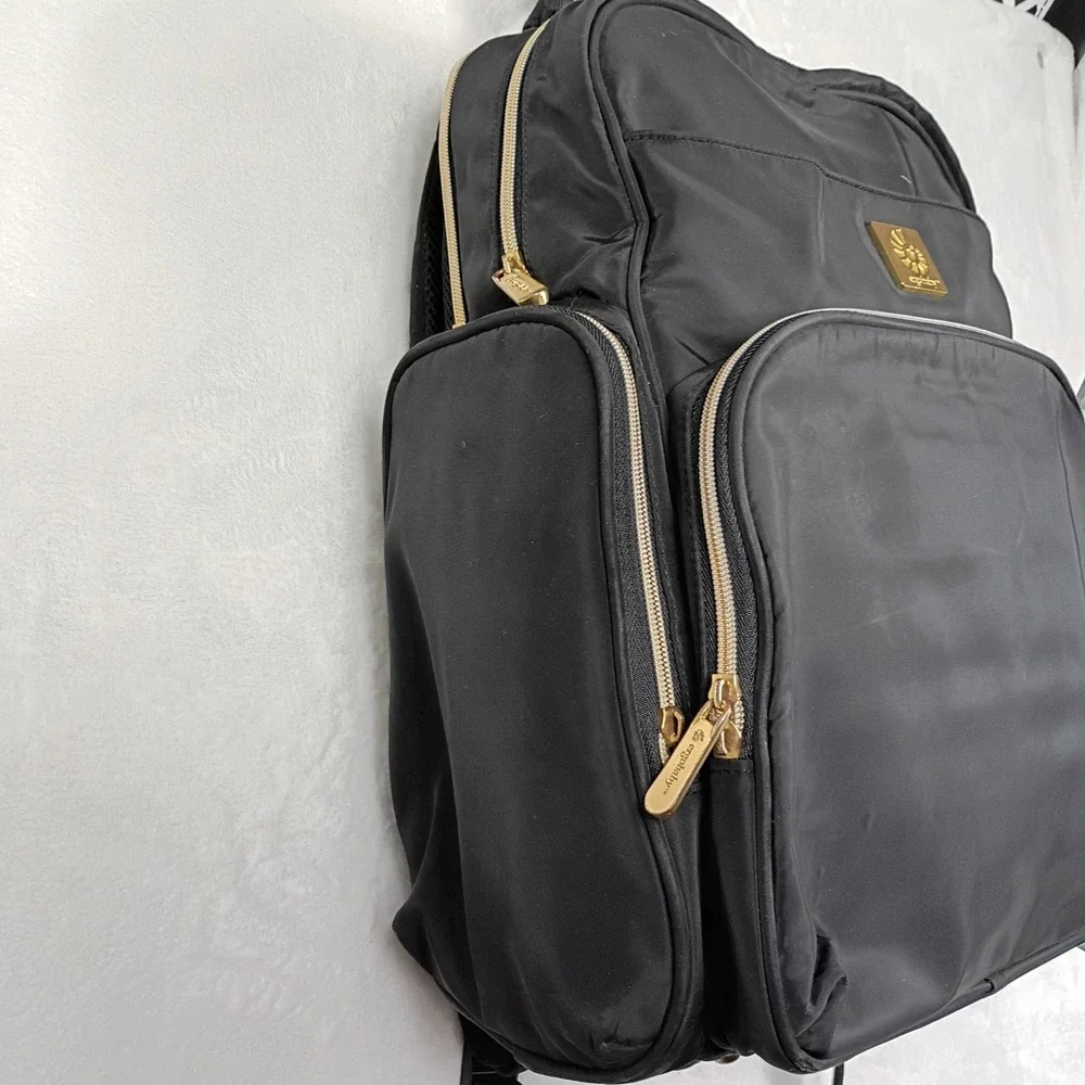 Ergobaby Diaper‎ Bag Backpack Black Gold Hardware Insulated Pocket Organizer